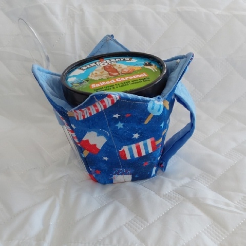 Ice Cream Pint, Coffee Cup & Beverage Cozy, With A Hoop For A Spoon - Picture 2 of 9